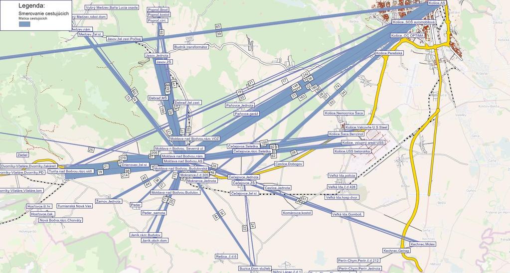 Obr. 7 záťažové prúdy v regionálnej autobusovej doprave Pre