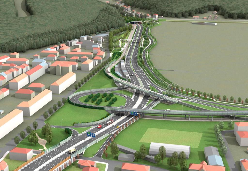V území tedy dochází jednak ke vzájemnému střetu souběžných technických vedení (komunikace, tramvajový trať, kmenové stoky) a jednak ke střetu této infrastruktury s přírodními prvky, které mají