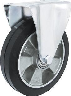 Pryžová kola s hliníkovým diskem pevná vidlice s upínací deskou Ø 125 A23GW 60x80 89x107 Ø8 150 1,73 200 Ø 125 A23G 80x107 110x140 Ø10 167 1,96 200 Ø 160 A43G 80x107 110x140 Ø10 197 1,92 300 Ø 160
