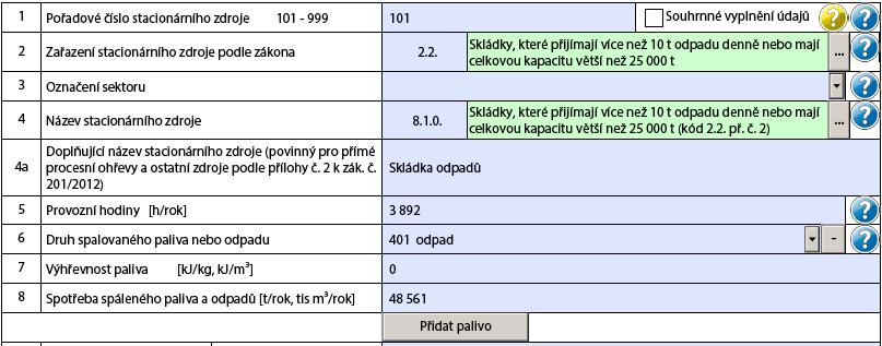 T05_k03 Test T05_03 naznačuje neočekávané vyplnění údaje o spalovaném palivu na listu 3 formuláře, v položkách 6-8.