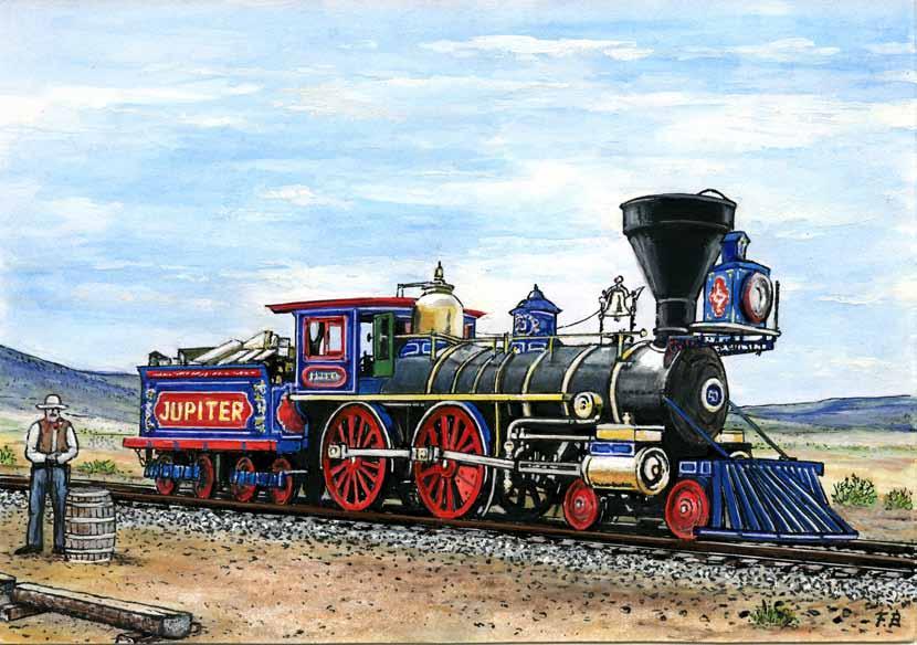 Parní lokomotivy 19 Obr. 12. Lokomotiva Union Pacific Railway 119 položila 1 747 km trati. Celkem trať měřila 2 857 kilometrů. CPF stavěla trať ze západu z Kalifornie od města Sacramento do Utahu.