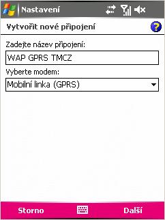 Klikněte na Nové. Vyberte záložku Obecné a zadejte název nastavení, např. WAP GPRS TMCZ.