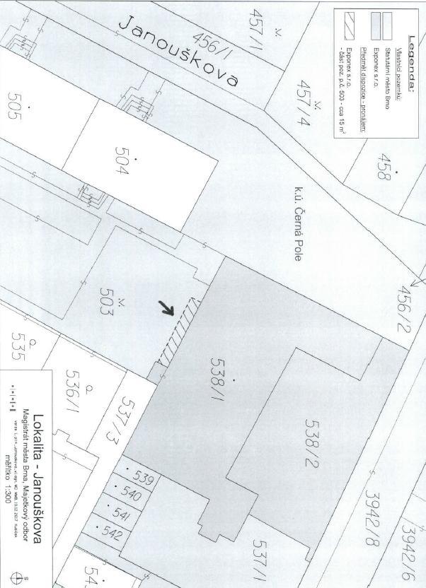 14. pronájem části pozemku p. č. 503 - ostatní plocha, zeleň o výměře 15 m², v k. ú.