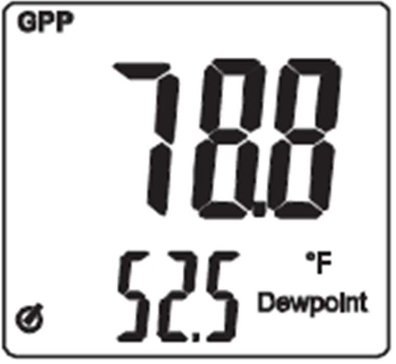 Opakovaným stiskem tlačítka F/ C/WBT/Dew Point přepínáte v dolní části displeje teplotu v F, teplotu v C, teplotu rosného bodu ( C), teplotu rosného bodu ( F), vlhkou teplotu ( C) a vlhkou teplotu (