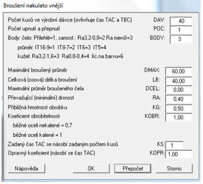 softwarového nástroje TPV2000 získány hodnoty technologických časů t AC a t BC, které byly následně použity pro výpočet pracnosti výroby H