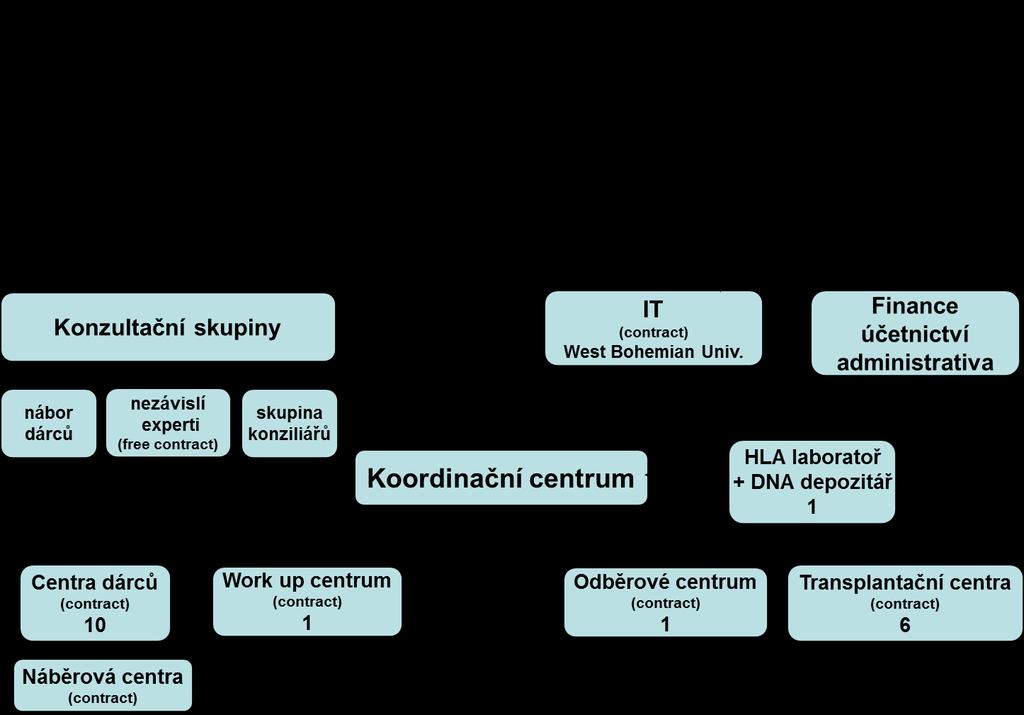 ZÁKLADNÍ DOKUMENT 1. Organizace 1.1. Distribuci a transport transplantátů organizačně zajišťuje Koordinační centrum ČNRDD. Organizační vazba Koordinačního centra na ostatní složky registru viz.