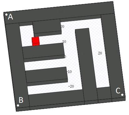 5.2.2 Simulační systém Player/Stage Simulační prostředí umožňuje vygenerovat virtuální bludiště, ve kterém se pohybuje robot.