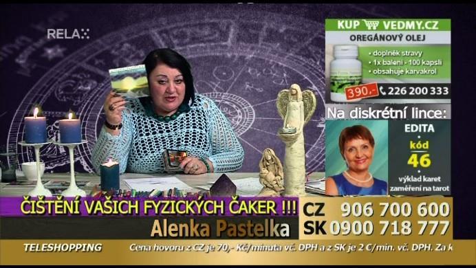 Záznam č. 36 Program: RELAX Datum: 26. 3. 2018 Čas: 12:30 14:45 hod Obsah: Pořadem provází moderátorka Alenka Pastelka, která stejně jako v případě záznamu z 20. 3. 2018 čistí první tři čakry volajících, a to pomocí automatické kresby a modlitby k archanděli Michaelovi.