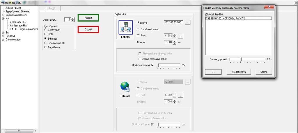 - Přejděte na záložku Typ připojení a zvolte možnost Ethernet, v pravé části klikněte na ikonu vedle IP adresy, kde se automaticky