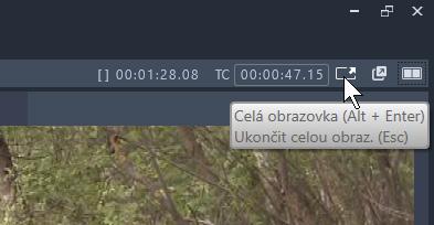 Obrázek 1.9: Změna zobrazení přehrávače Pokud zvolíte druhou možnost, přehrávač se zobrazí v samostatném okně viz obrázek 1.10. Takto lze uvolnit jak Zdroj, tak i Časovou osu, a to i současně.
