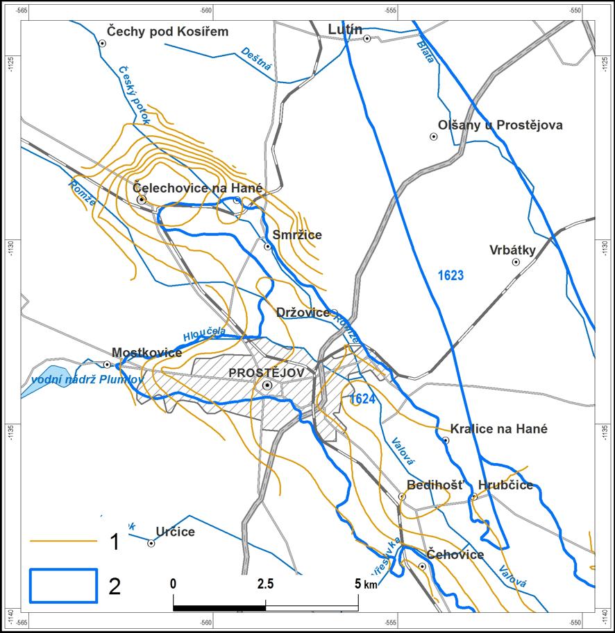 Rovněž nový hydrogeologický průzkumný vrt 1624_2 (Kralice na Hané) ze střední části rajonu ověřil přítomnost pliopleistocénního souvrství také do hloubky cca 60 m a nelze tedy např.