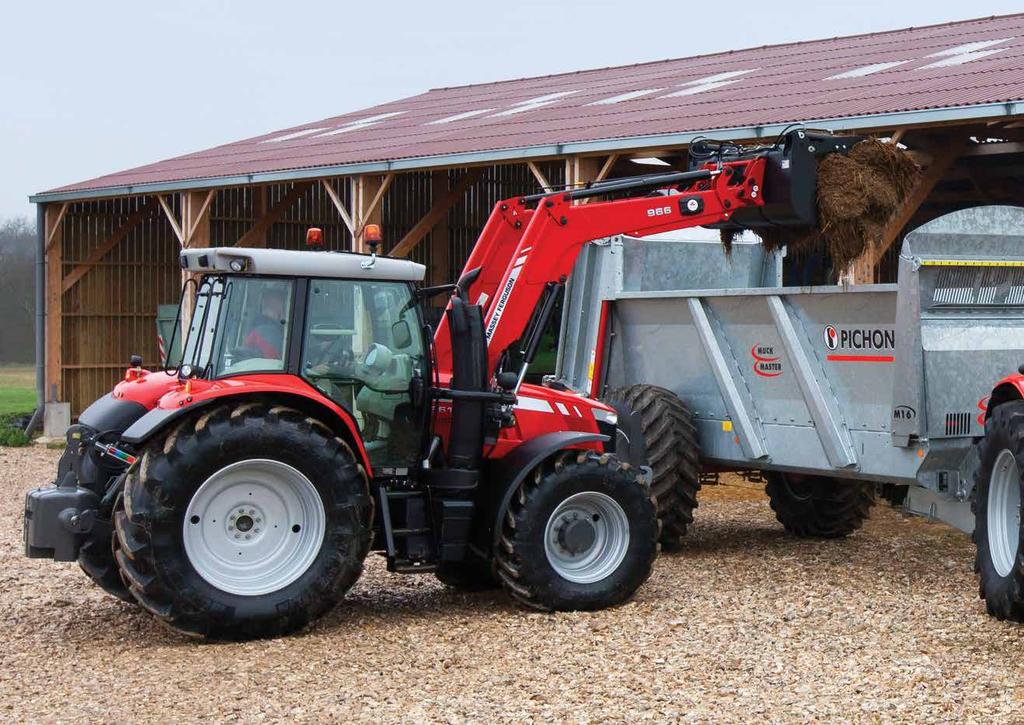 07 OD MASSEY FERGUSON Hlavní charakteristiky Charakteristiky čelních nakladačů MF 900: Navrženy pro všechny traktory Massey Ferguson. Čistý design výložníku nabízí nedostižný výhled a bezpečnost.