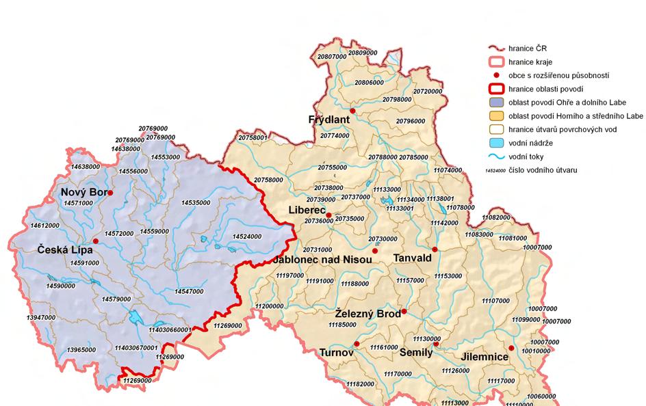 1. Vzájemný vztah územní působnosti kraje a oblastí povodí Obrázek 1 vzájemný vztah územní působnosti kraje a oblastí povodí Oblasti povodí jsou vymezeny přílohou č.1 vyhlášky č. 292/2002 Sb.