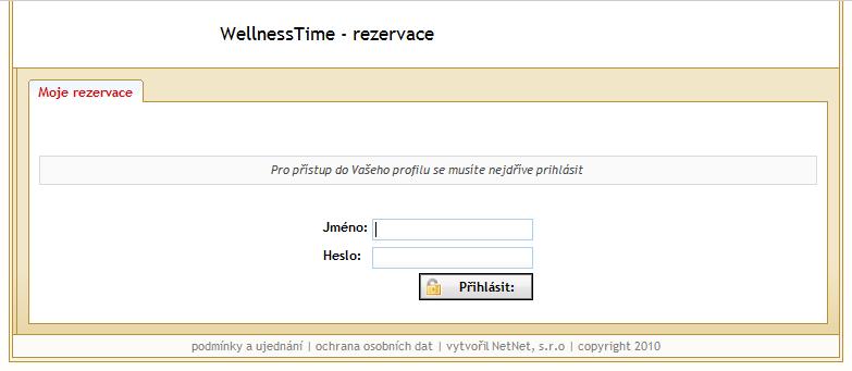 Obrázek 7 Přihlášení Po přihlášení může host dále kontrolovat, případně mazat své již zadané rezervace v systému a to i rezervace v rámci permanentek, online rezervace nebo další rezervace