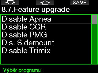 2.8.13 Upgrade funkcí V tomto menu jsou uvedeny funkce, které vylepšují možnosti vašeho G2, ale které nejsou zpočátku povoleny.