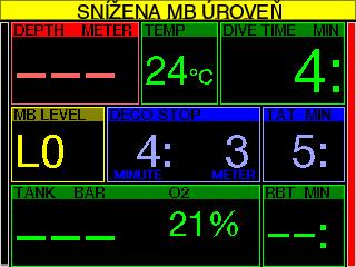 nejhlubší požadovaná hloubka úrovňové MB zastávky. Tím vám umožňuje vyvarovat se opomenutí požadované zastávky. 3.5.13 Bez zast. L0 = 2 min.