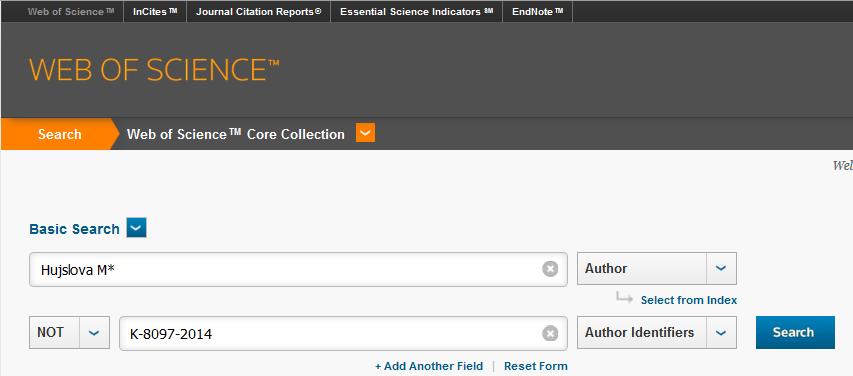 WOS: vyhledání