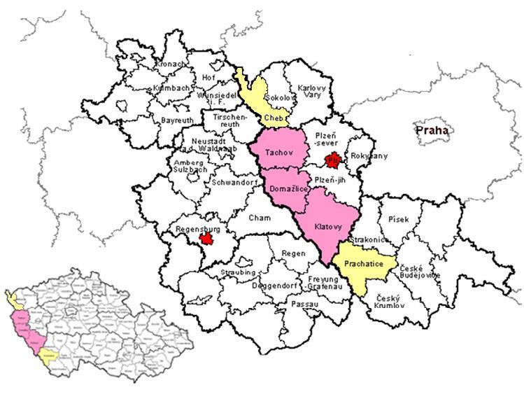 Oblast působnosti 2016 Projekt JANA působí podél hranice České republiky se Spolkovou zemí Bavorsko. Délka hranice je cca 250 kilometrů, probíhá pěti okresy ve třech krajích.