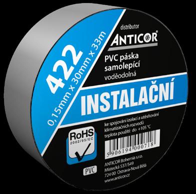 Instalační pásky, materiály 411 Anticor PVC samolepící těsnicí a maskující páska tl.