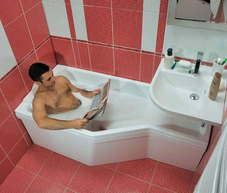 Vana Unikátní tvar vany Šetří vodu i místo v