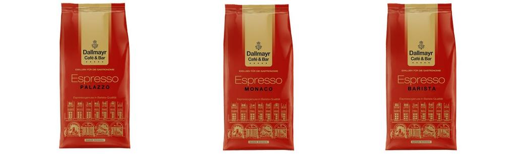 Zrnková káva Dallmayr Palazzo Dallmayr MONACO Dallmayr Barista Aromatická a silná. Tak se dá charakterizovat tato směs z nejlepší Arabiky s podílem vysokohorské Robusty.