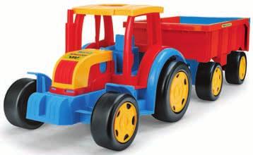 Vyklápěcí auto s vlečkou Auto je vyrobeno z odolného plastu.