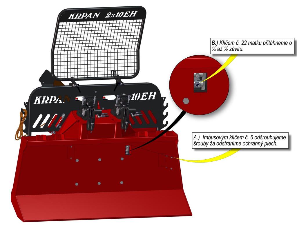 5.3 BRZDA Dvoububnový lesní naviják KRPAN 2x8EH, 2x10EH Když vlečení přerušíme, samovolná diferenciální brzda nám zadrží náklad (buben se neotáčí zpět, a tažné lano tak zůstane napnuté).