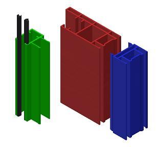 Vodící profily STF 1 - materiál: extrudovaný hliník, lakovaný v barvě dle RAL - skládá se ze dvou a více částí - viz. obrázek č.