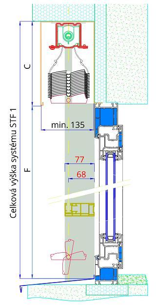 Zaměření: Objednací šířka žaluzie = celková šířka výrobku, včetně vodících profilů STF 1.