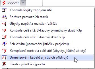 Pavouk 3 Auto dimenzování Automatické dimenzování kabelů a jisticích přístrojů