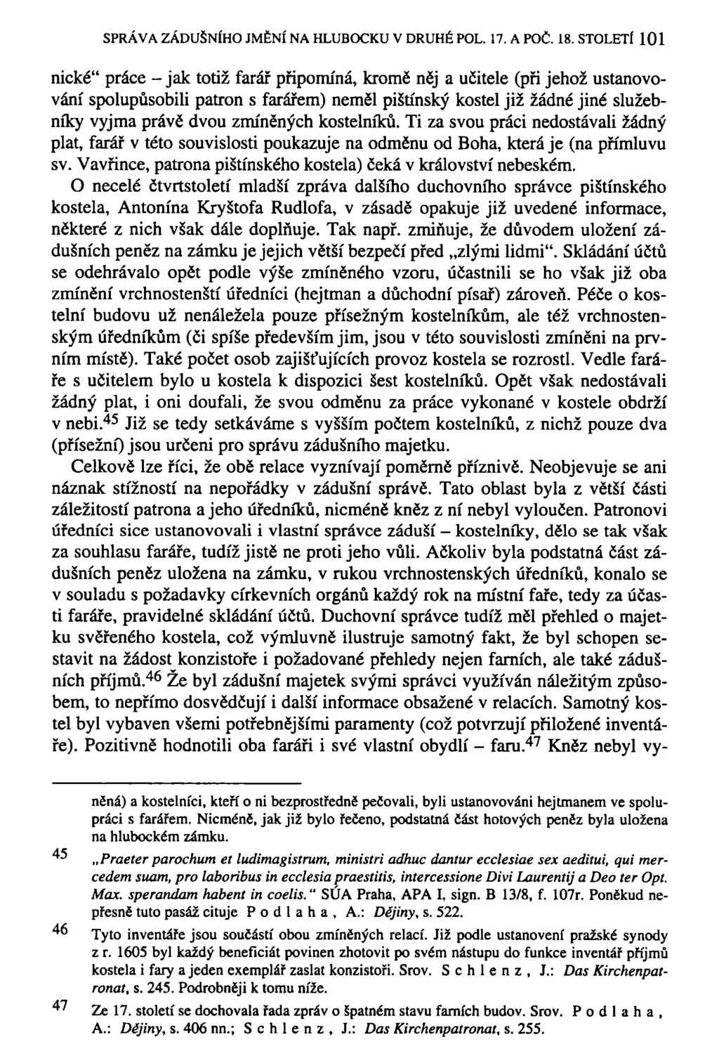 SPRÁVA ZÁDUŠNÍHO JMĚNÍ NA HLUBOCKU V DRUHÉ POL. 17. A POČ. 18.