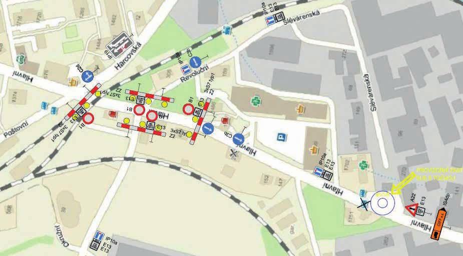 (pokračování ze str. 17) Část A na ul. Hlavní před železničním přejezdem z centra města bude vybudován nový jízdní pruh silnice III/48425 o šířce 3,25 m pro levé odbočení na ul.