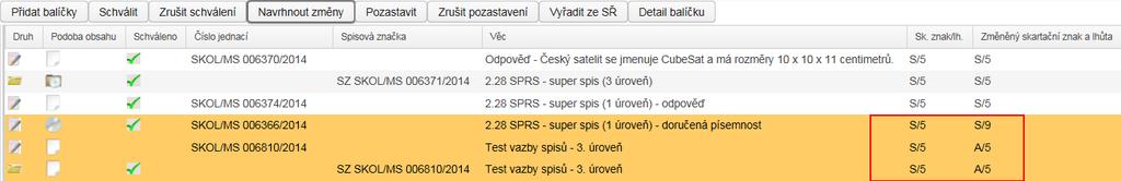 Změna skartační operace V zobrazeném formuláři zvolte novou skartační operaci a volbu potvrďte tlačítkem <Potvrdit>, nebo tento krok stornujte pomocí tlačítka <Storno>. obr 189.