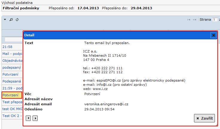 Uživatelská příručka SpS POU obr 32. Detail přeposlané notifikace 3.7.7 Hromadné operace v el.