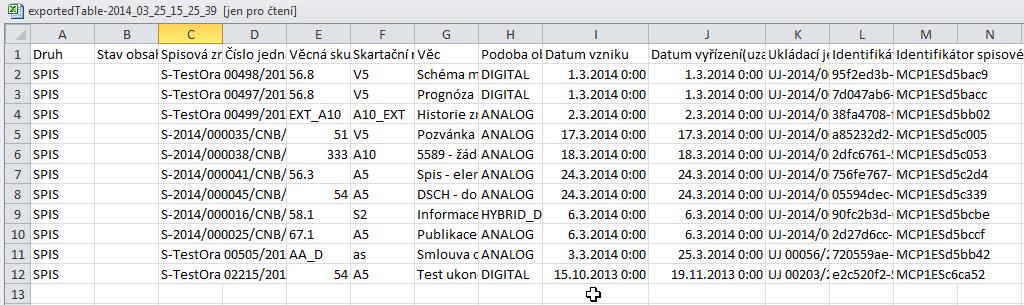 Uživatelská příručka SpS POU obr 102a. Export do tabulky zobrazené pomocí Excelu Data vyexportovaná do formátu XML otevřete pomocí SW, podporujícího strukturované zobrazení XML souborů. obr 102b.