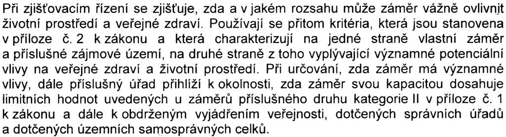 2 Pøi zjiš ovacím øízení se zjiš uje, zda a v jakém rozsahu mùže zámìr vážnì ovlivnit životní prostøedí a veøejné zdraví. Používají se pøitom kritéria, která jsou stanovena v pøíloze È.