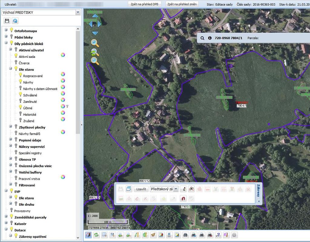 5.4 Mapa Mapa se zobrazí kliknutím na ikonku lupy ( ) u DPB z přehledu DPB, z přehledu změn, z detailu DPB nebo z detailu změny.