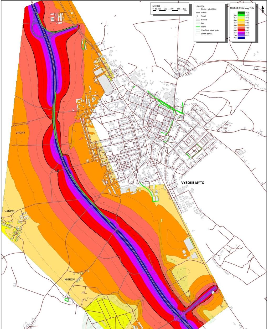 Hluk z dopravy na dálnici D35 a dálničních přivaděčích.