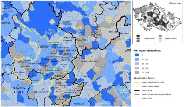 2011 Zdroj dat: EKOTOXA Podíl obyvatel bez vzdělání není výrazný oproti celkovému počtu obyvatel v obcích.