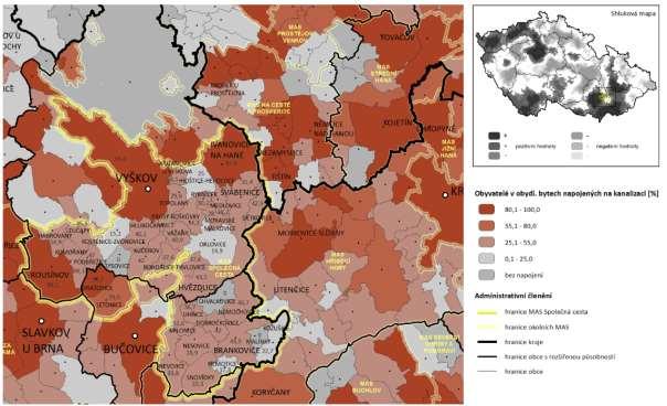 Mapa 23 - Podíl obyvatel v obydlených