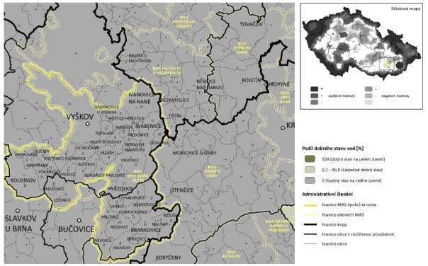 Mapa 33 - Chemický stav podzemních vod Zdroj dat: EKOTOXA s.r.o. V současné době na území probíhají rozsáhlé výstavby a modernizace technologií čistíren odpadních vod (ČOV), které efektivně přispějí ke zkvalitnění vod v území.