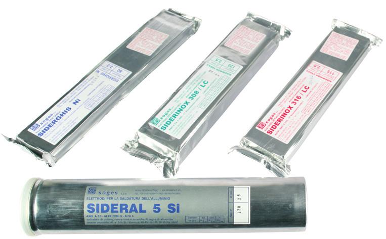SIDERINOX 316/LCB SIDERINOX 347 Průměr v mm 1,5 2 2,5 2,5 3,25 3,25 4 4 Délka v mm 250 300 300 350