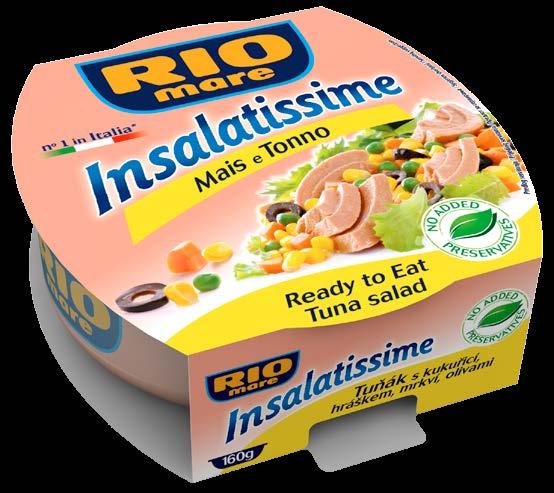 POTRAVINY TUŇÁKOVÉ SALÁTY RIO mare Insalatissime tuňákové saláty 160 g, 2 x 160 g, 3 x 160 g.