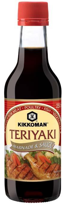 Kikkoman Teriyaki marináda je ideální k přípravě potravin určených ke grilování, k úpravě ve woku a ke smažení.