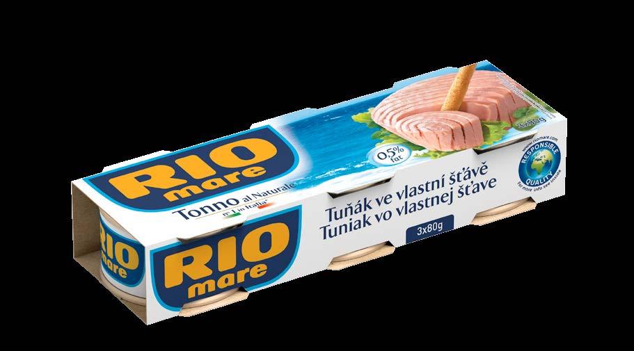 RIO mare Tuňák ve vlastní šťávě 3 x 80 g EAN (kus) 8004030341562 Kartonáž 32 Brutto váha g