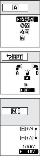 Zábleskový režim automatické aktivace blesku bez podpory TTL Zábleskový režim AA (Auto-Aperture) s monitorovacími předblesky Zábleskový režim AA