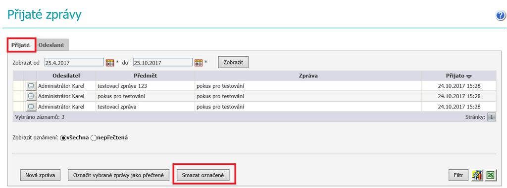 9.1.3 Odeslat zprávu Přes menu Komunikace - Zprávy - Odeslat zprávu se dostaneme k formuláři, který umožňuje odeslat novou zprávu: U položky s názvem Komu otevřeme rozbalovací seznam, ze kterého