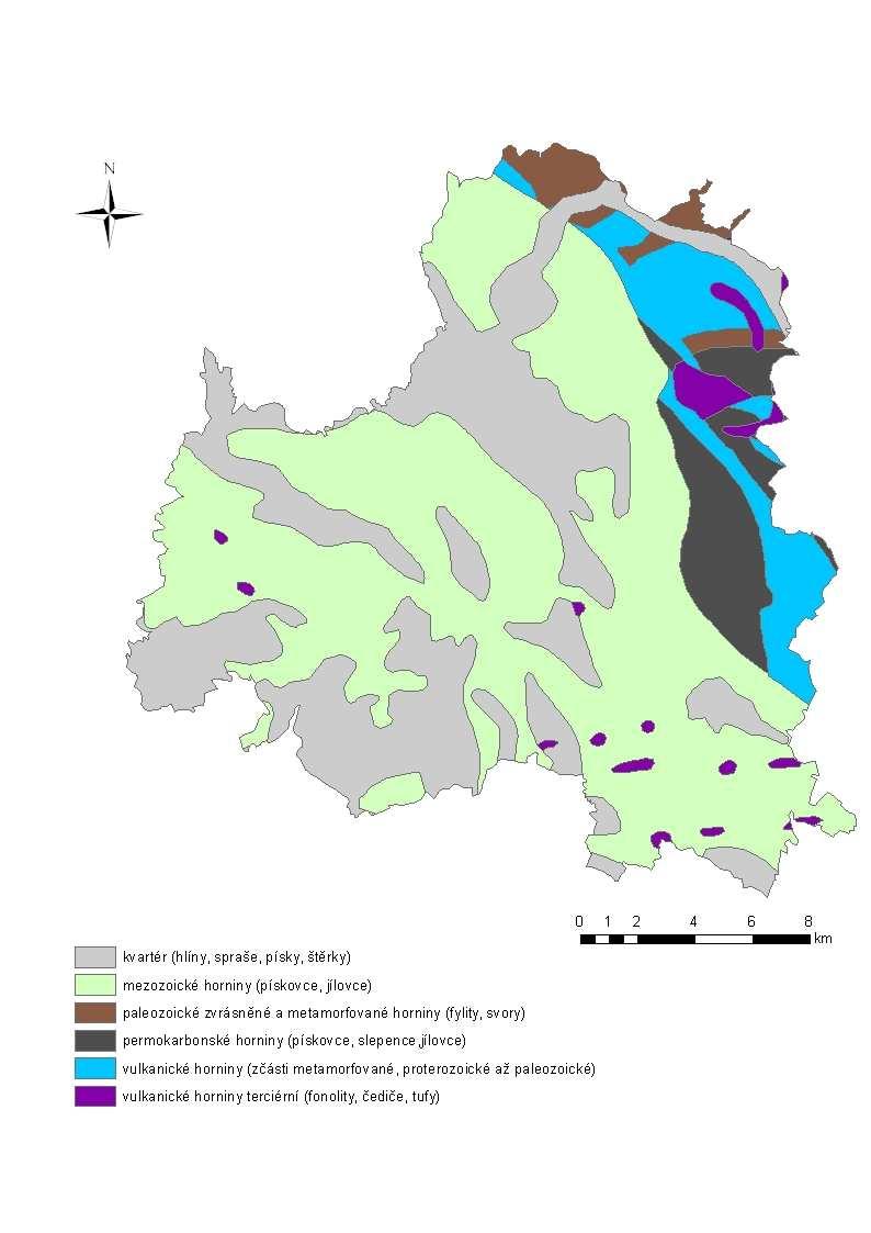 štěrkopískových teras Jizery a depozici spraší a sprašových hlín na východních a jihovýchodních svazích. Svahové sedimenty jsou nejčastěji svrchnopleistocénního až holocénního stáří.