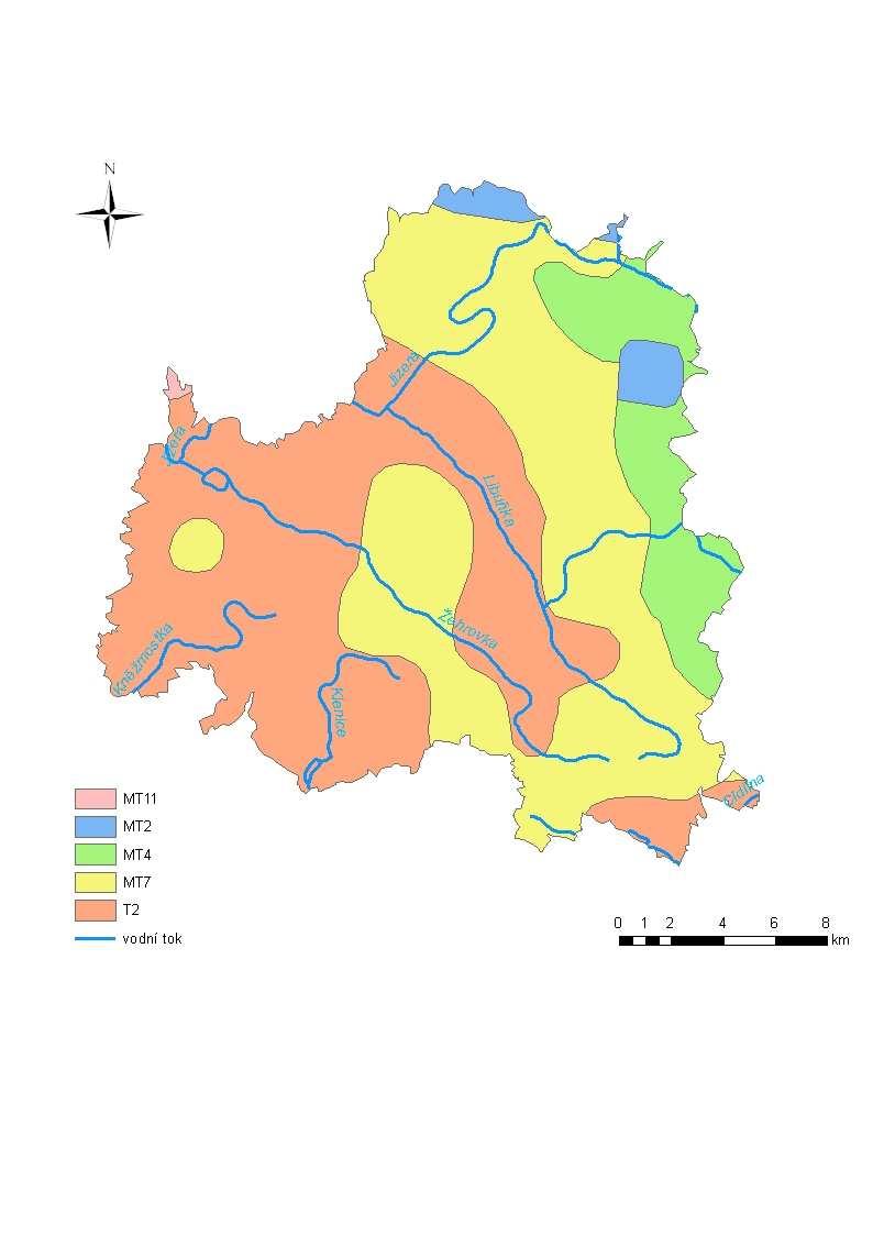 Mapa 4: Klimatogeografické členění oblasti a základní říční síť Zdroj: Quitt, 1971, ARCDATA Praha, 20