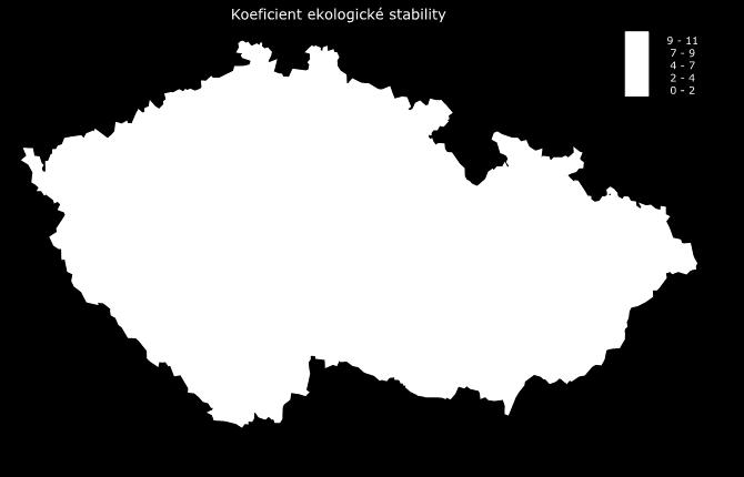 KES > 3,00 relativně v souladu s dochovanými přírodními strukturami, důsledkem je i nižší spotřeba energomateriálových vkladů přírodní a přírodě blízká krajina s výraznou převahou ekologicky